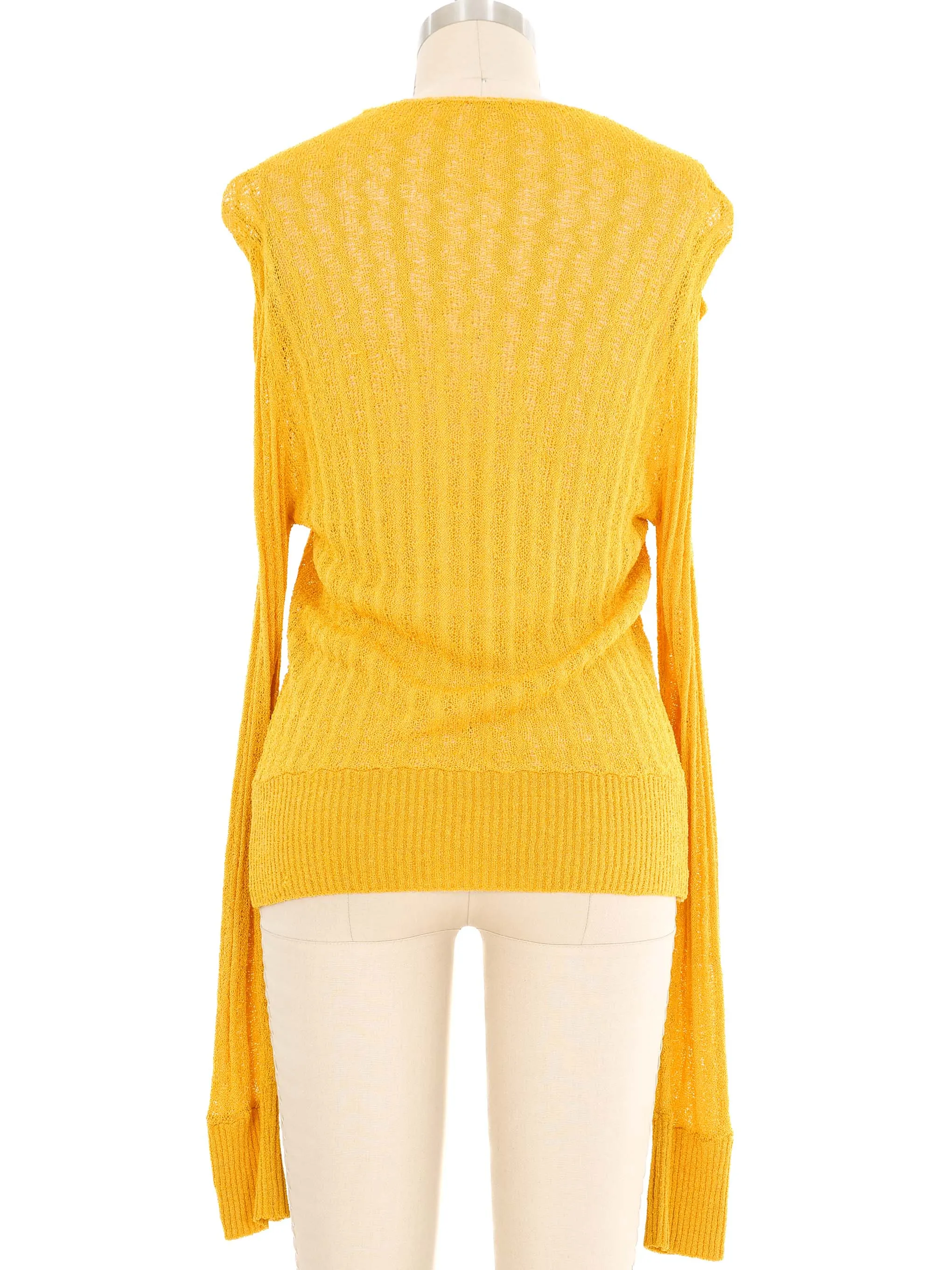 1930s Ruffle Trim Marigold Open Knit Top