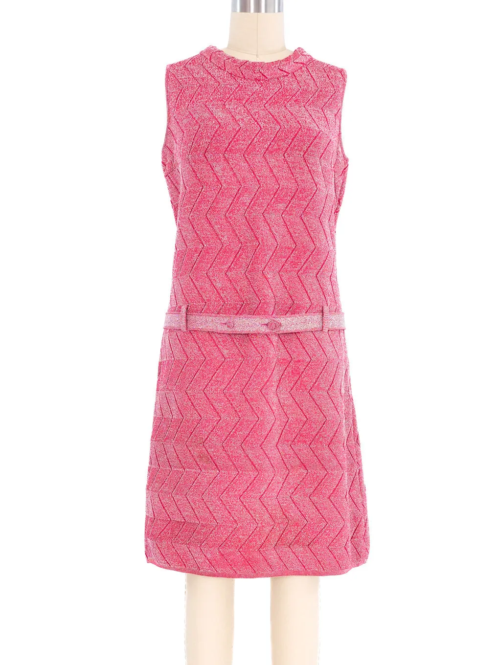 1960s Metallic Berry Knit Shift Dress