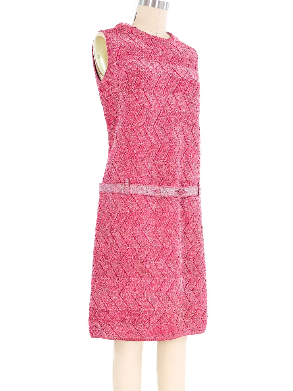 1960s Metallic Berry Knit Shift Dress