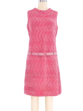 1960s Metallic Berry Knit Shift Dress