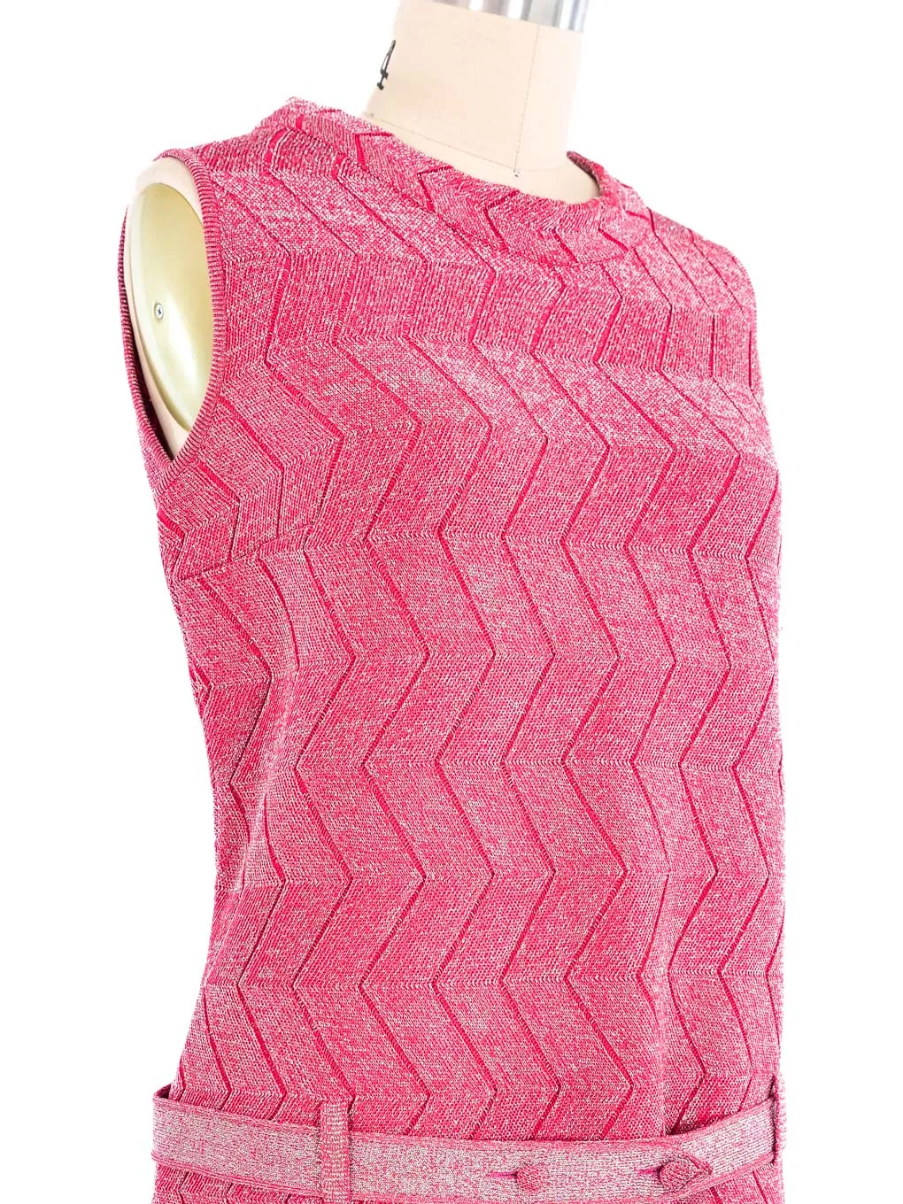 1960s Metallic Berry Knit Shift Dress