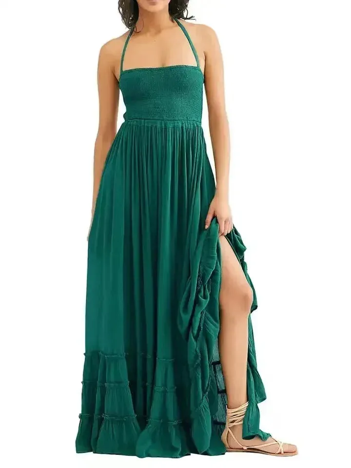 2024 Beach Dress Sexy Dresses Boho Bohemian People Holiday Summer Long Backless Cotton Women Party Hippie Vestidos Mujer Ethnic