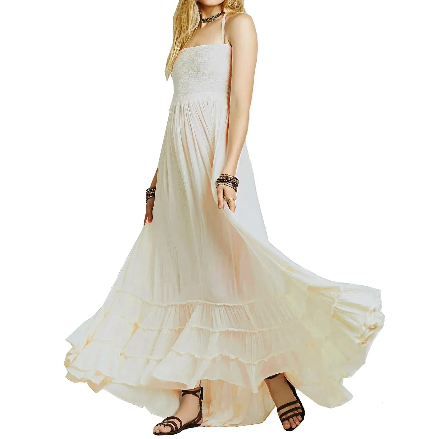 2024 Beach Dress Sexy Dresses Boho Bohemian People Holiday Summer Long Backless Cotton Women Party Hippie Vestidos Mujer Ethnic