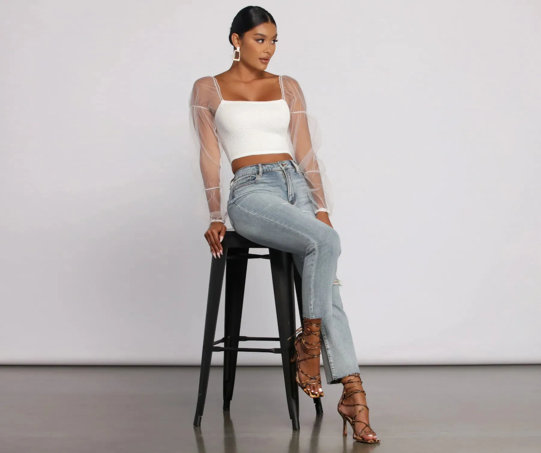 Ally High Rise Destructed Mom Jeans