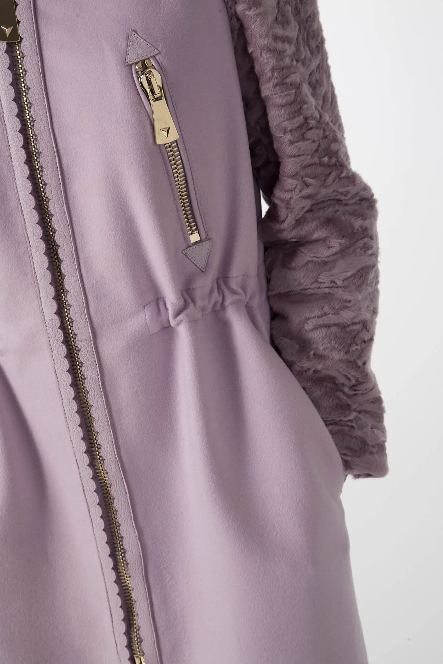 Antonio Croce Catrina Coat with Fur Trim and Textured Sleeves