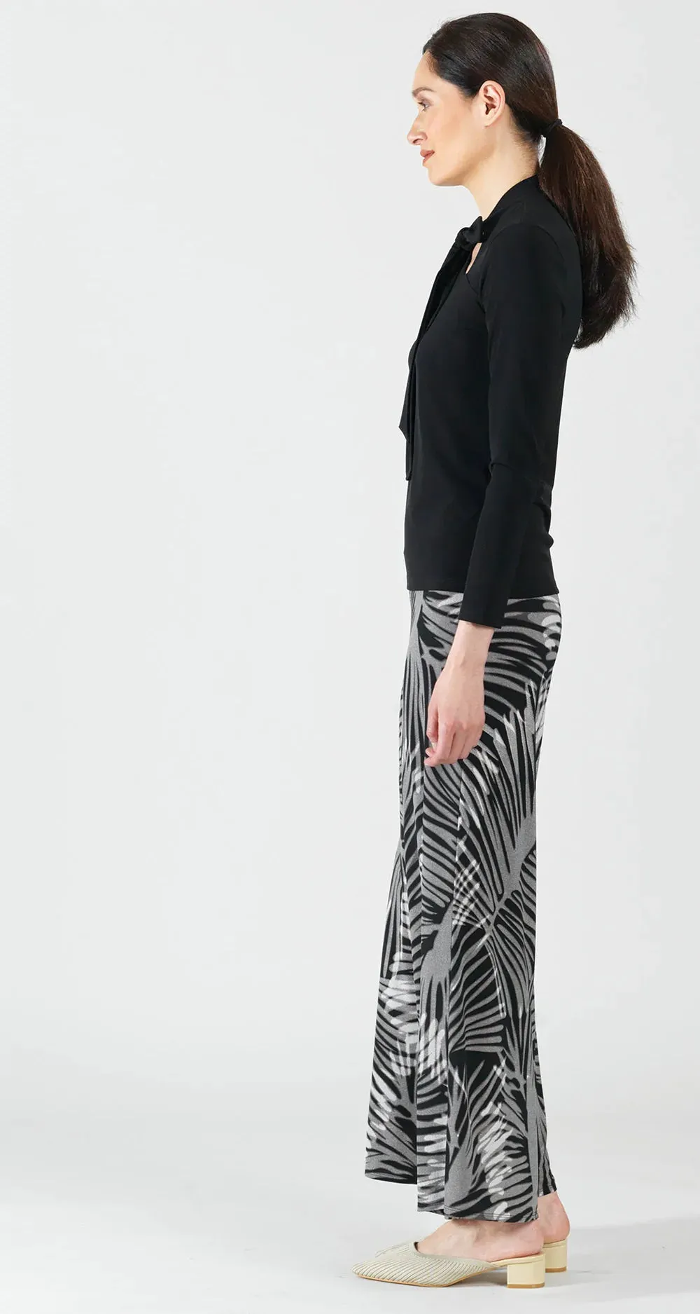 Asymmetrical Bow Tie-Neck Top - Black T237