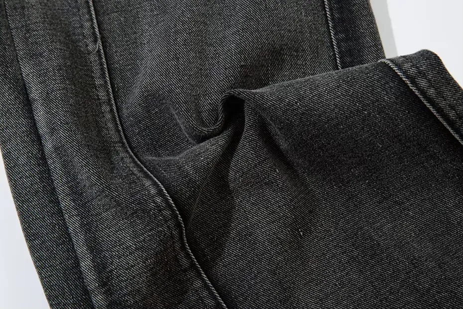 'Augmented' Wide Leg Flared Stacked Denim Jeans