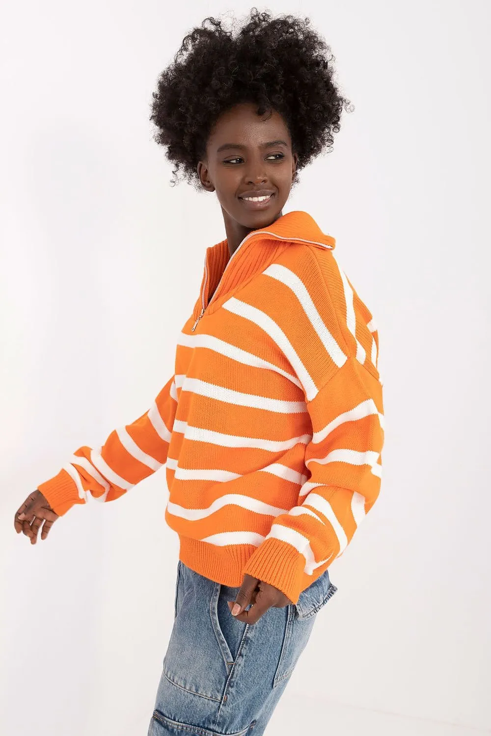 Badu Striped Quarter Zip Pullover Sweater