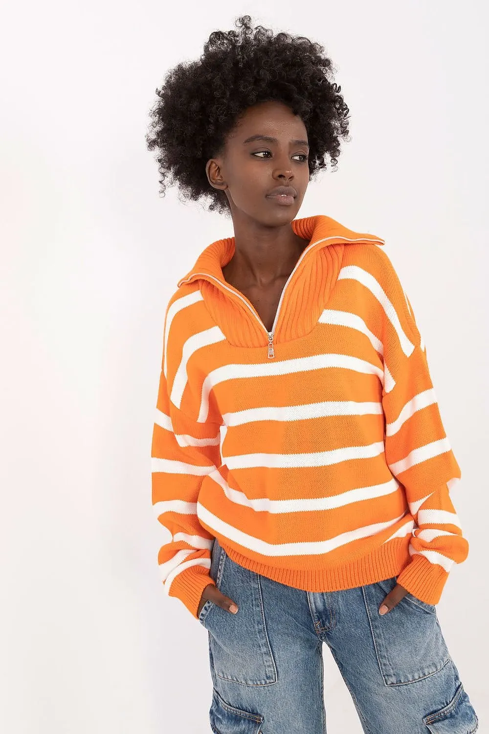 Badu Striped Quarter Zip Pullover Sweater