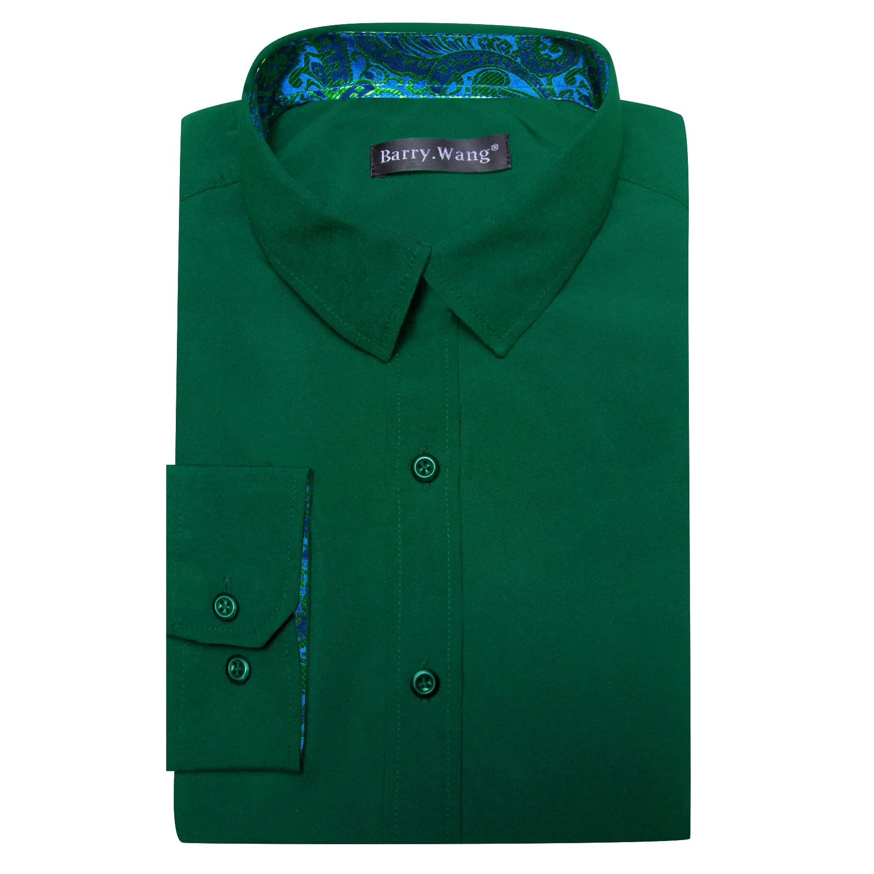 Barry.wang Formal Green Splicing Men's Business Shirt