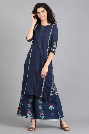 Blue Round Neck Yolo Dress