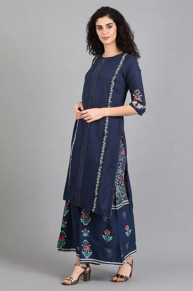 Blue Round Neck Yolo Dress