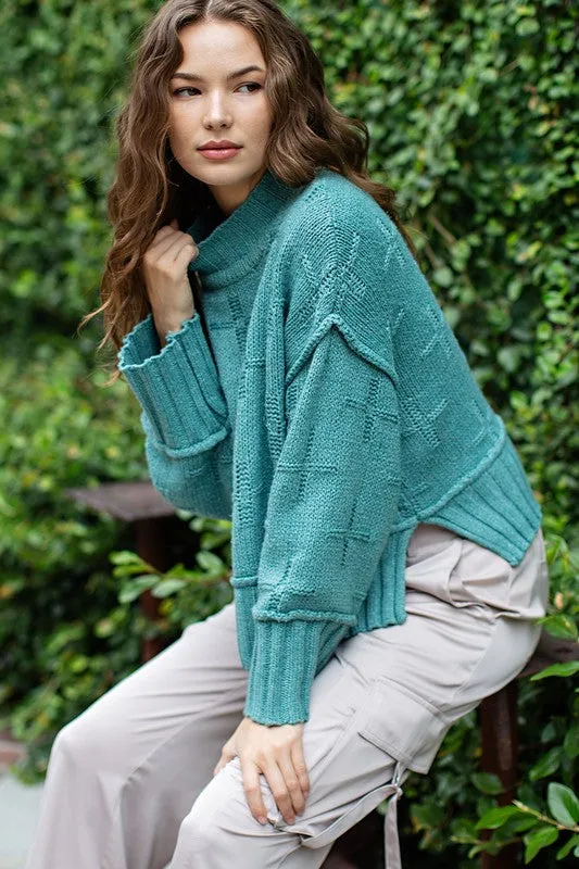 Bohemian Cross Pattern Knit Oversized Pullover Sweater