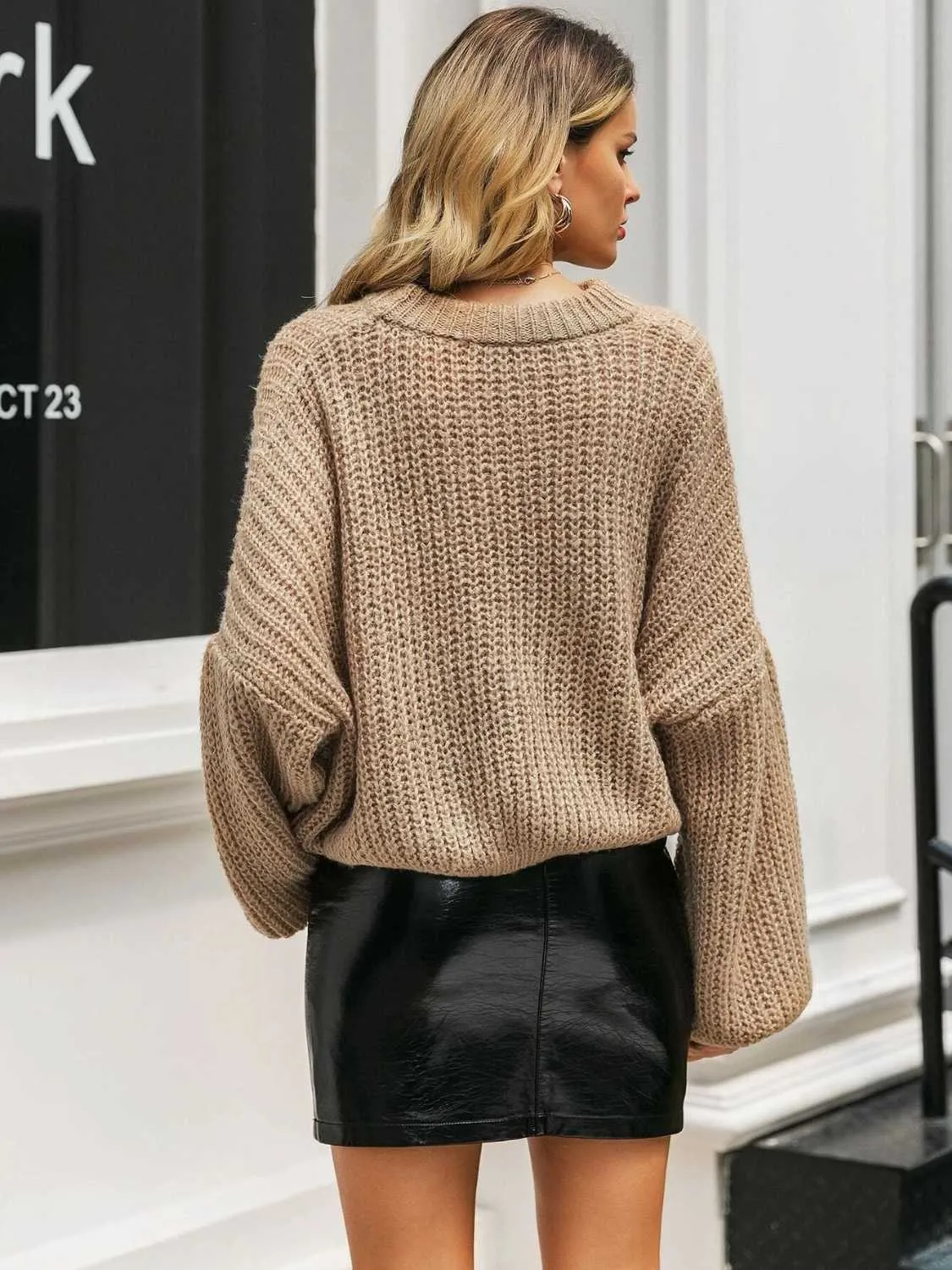 Bohemian Round Neck Dropped Shoulder Long Sleeve Sweater