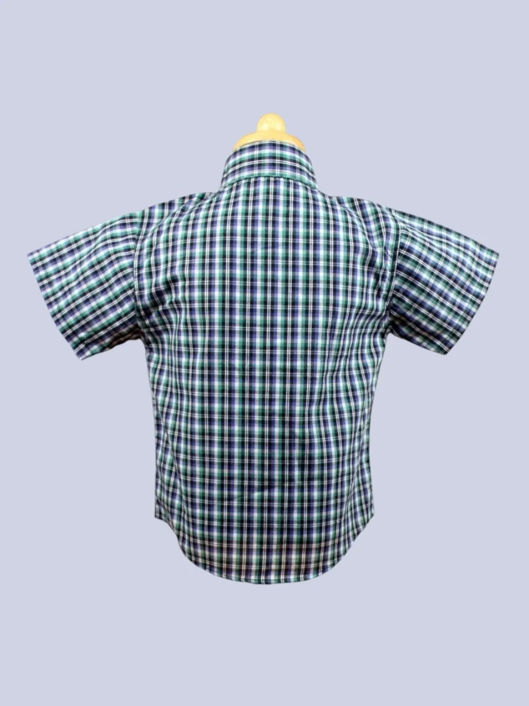 Boys’ Green Plaid Shirt with Bow Tie – Smart Casual Short Sleeve Outfit