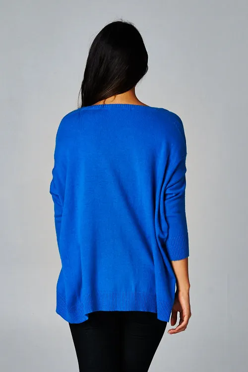 Bright Neon Dolman Sleeve V-Neck Sweater