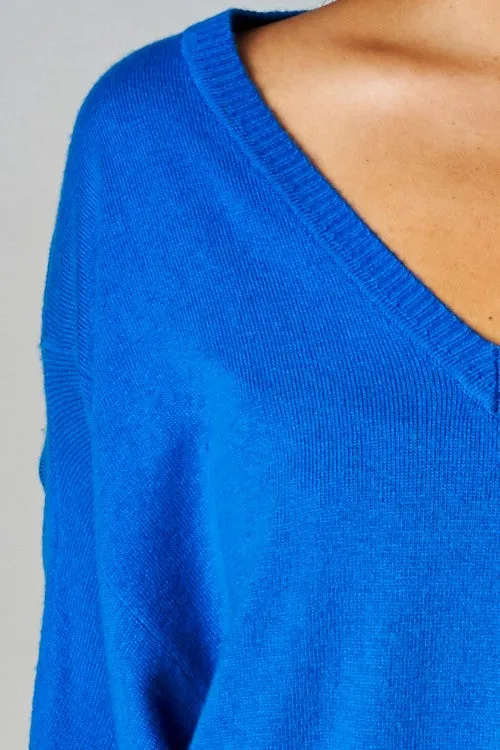Bright Neon Dolman Sleeve V-Neck Sweater