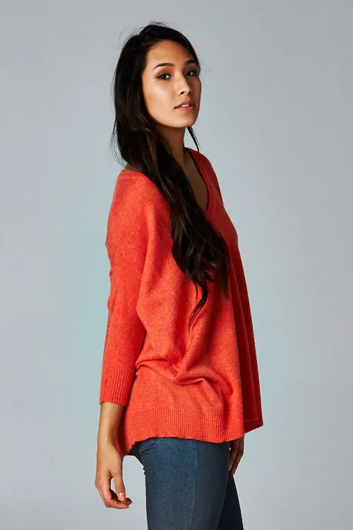 Bright Neon Dolman Sleeve V-Neck Sweater