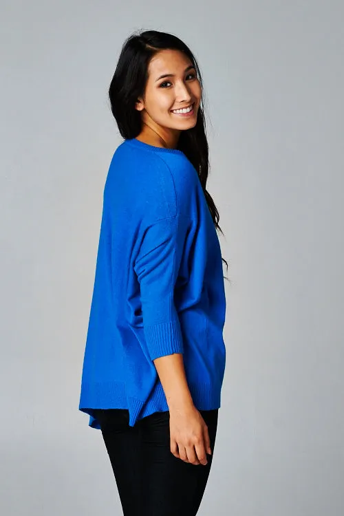 Bright Neon Dolman Sleeve V-Neck Sweater