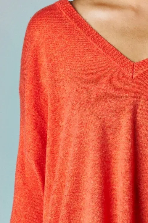 Bright Neon Dolman Sleeve V-Neck Sweater