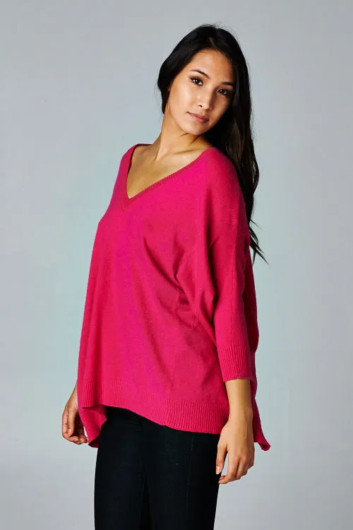 Bright Neon Dolman Sleeve V-Neck Sweater