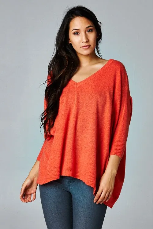 Bright Neon Dolman Sleeve V-Neck Sweater