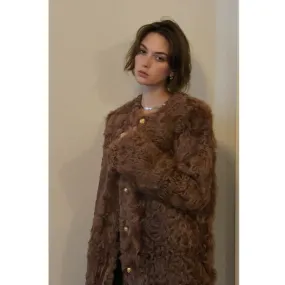 Brown Sheep Fur Coat
