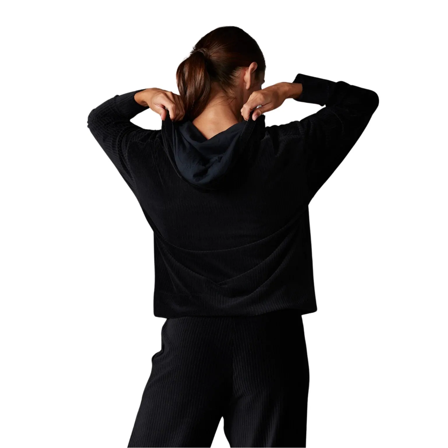 BRUSHED RIB PULLOVER HOODIE