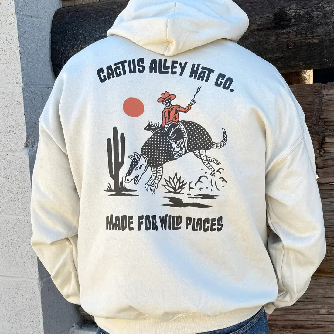 Cactus Alley Hat Co "Buckin Dillo" Pullover Hoodie in Sand