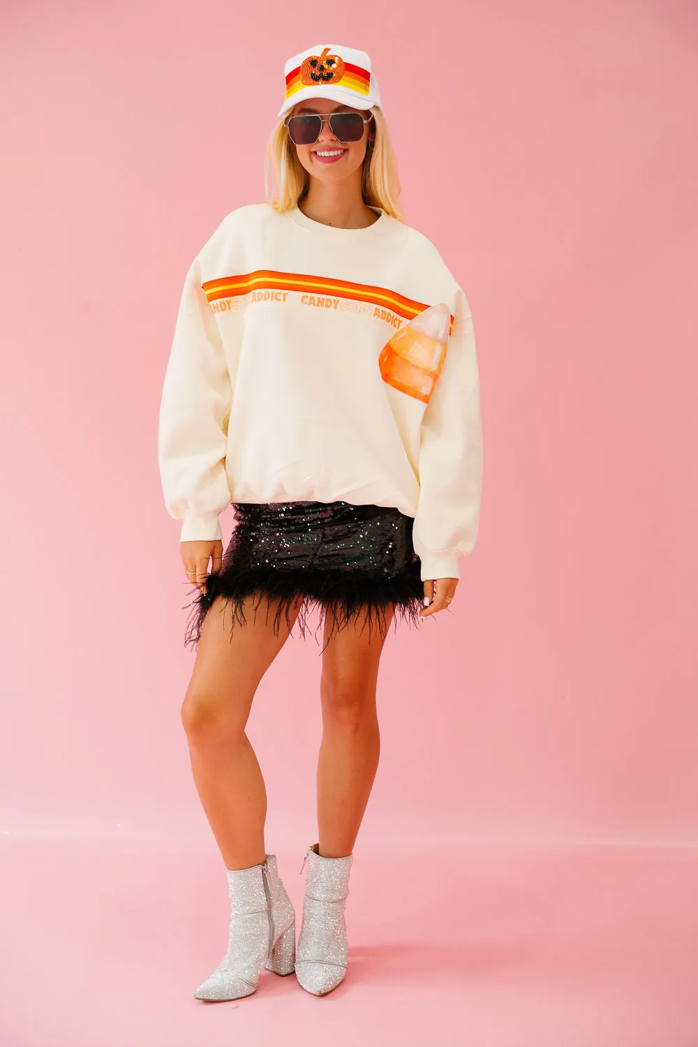 CANDY CORN ADDICT CREAM PULLOVER