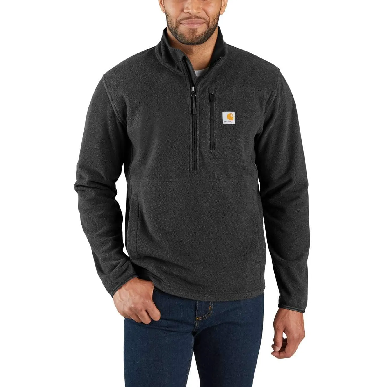 CARHARTT DALTON HALF-ZIP FLEECE JACKET BLACK HEATHER 103831