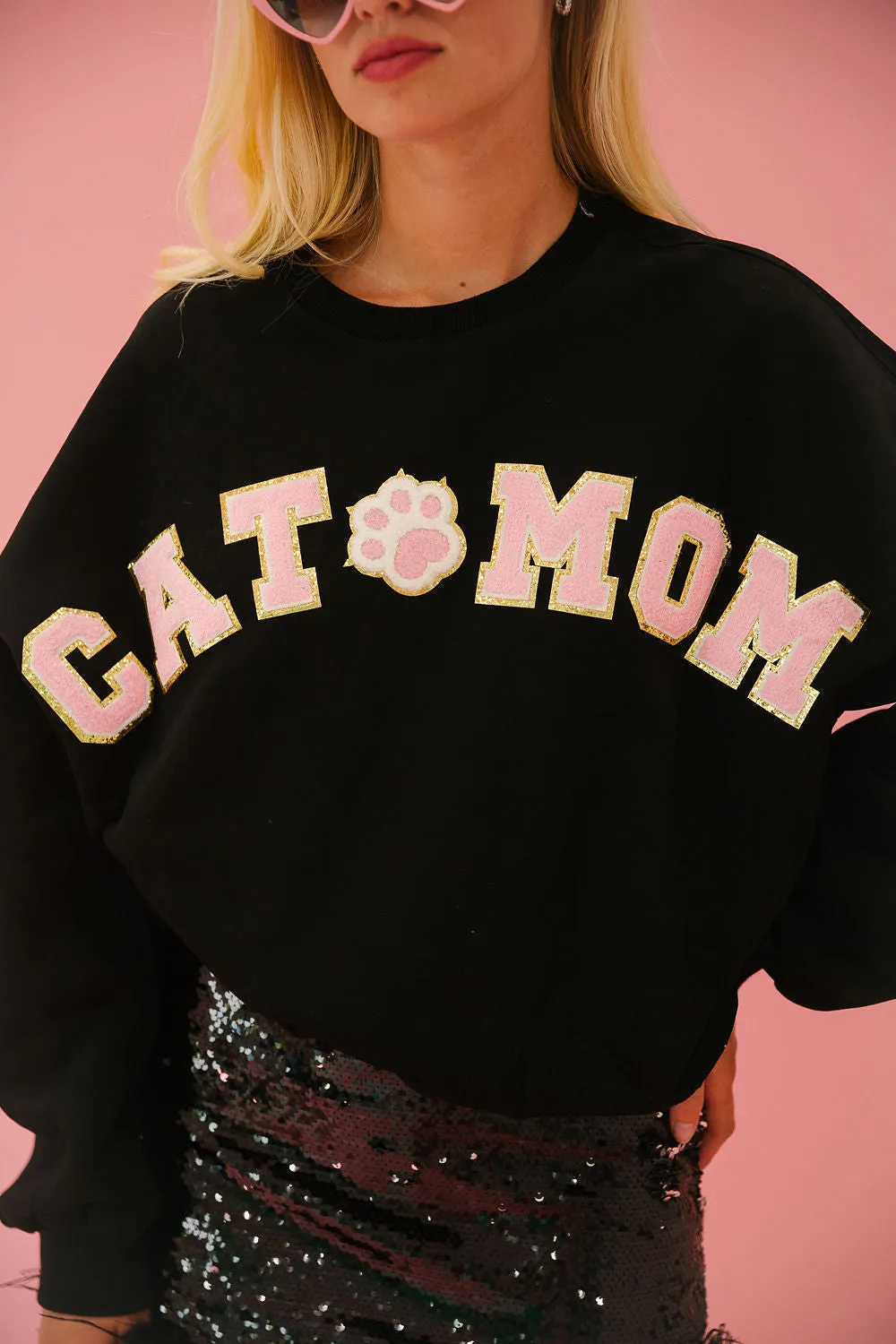 CAT MOM BLACK PULLOVER