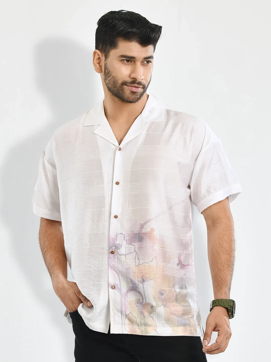 Charm White Printed Shirt
