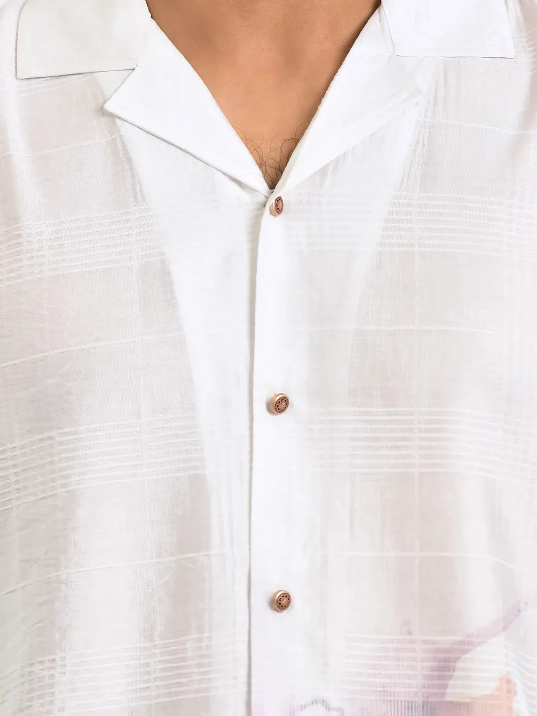 Charm White Printed Shirt