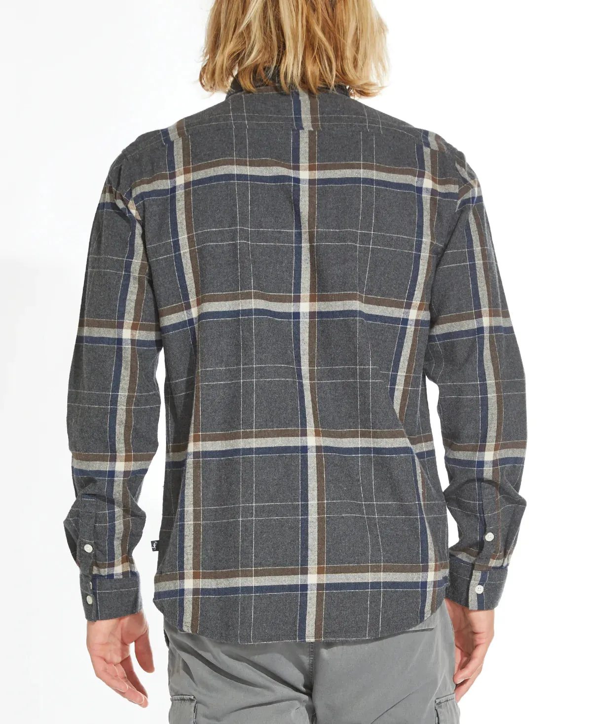 Civil Society Dark Charcoal Grey Large Plaid Flannel Button Up Shirt