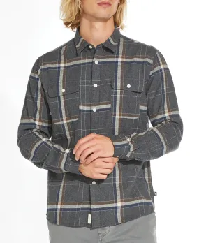 Civil Society Dark Charcoal Grey Large Plaid Flannel Button Up Shirt