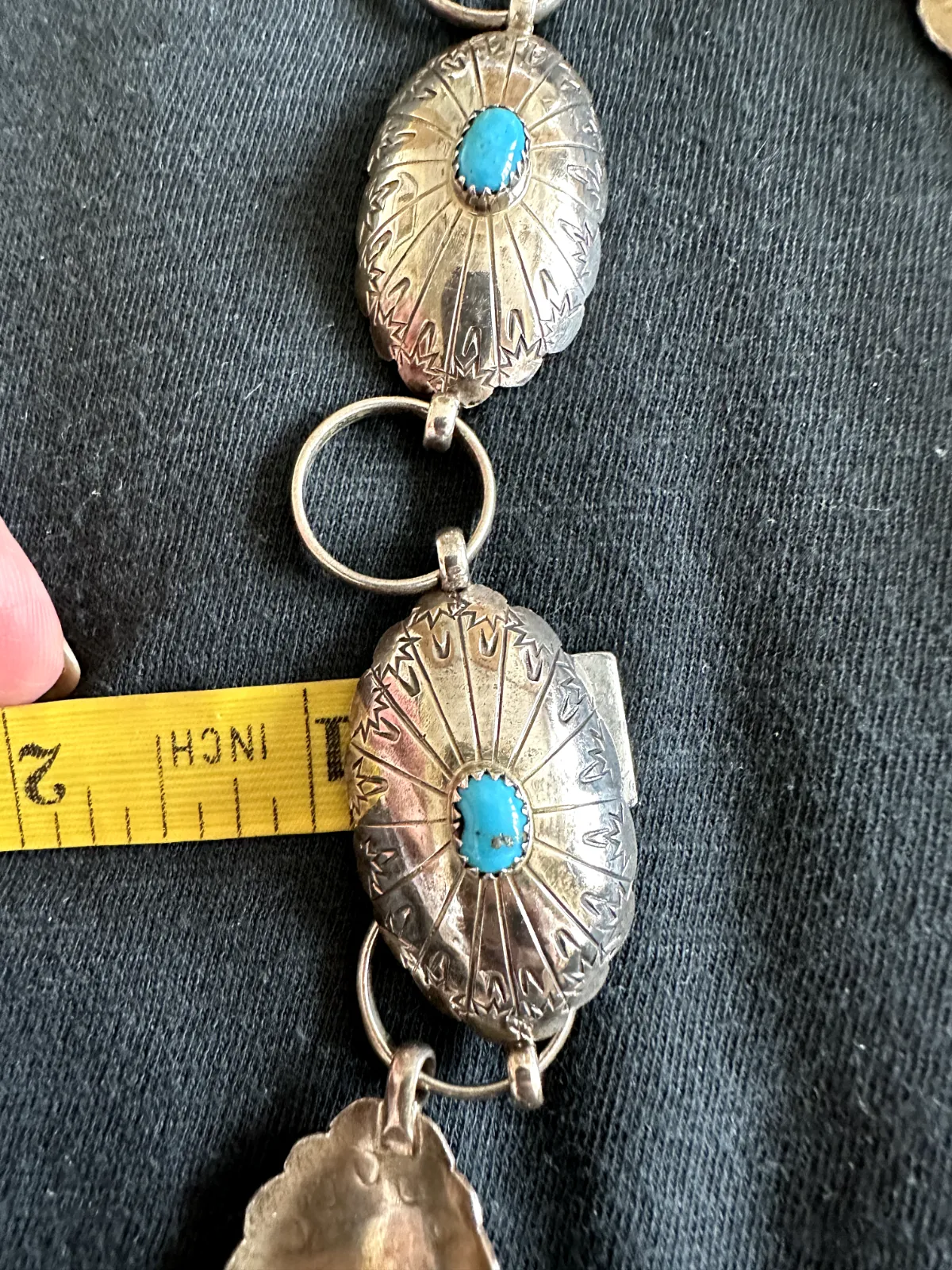 Concho Belt Sterling Silver & Turquoise 42in