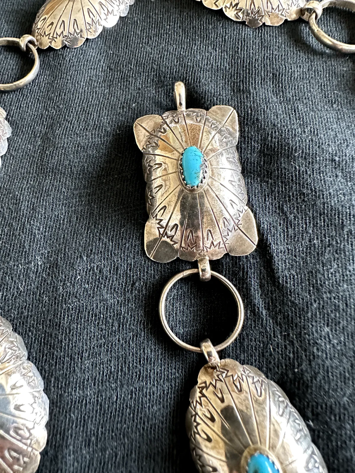 Concho Belt Sterling Silver & Turquoise 42in