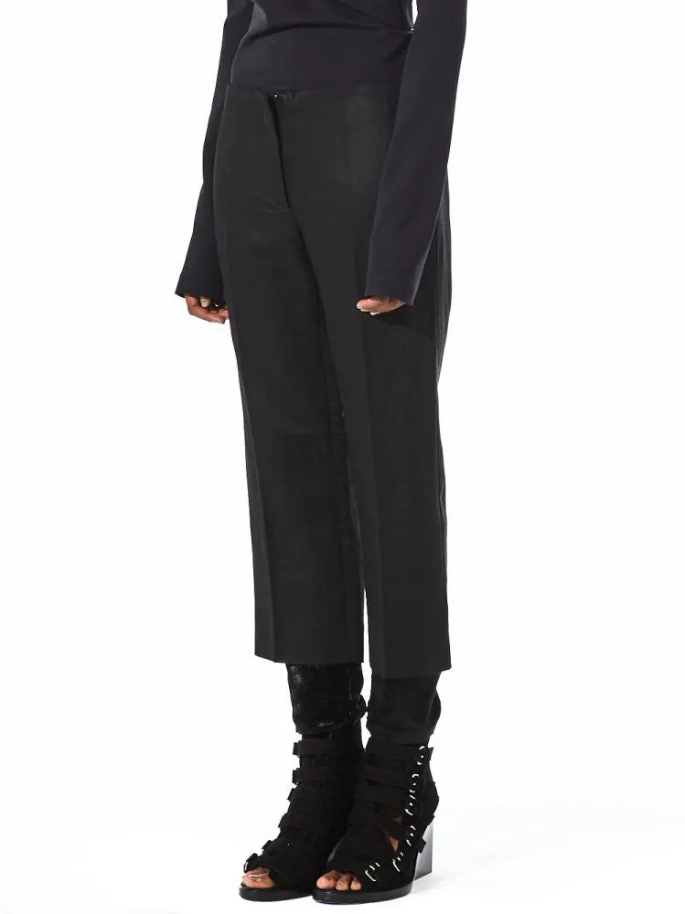 Cropped Trouser With Velvet Cuff (B8 BLACK)