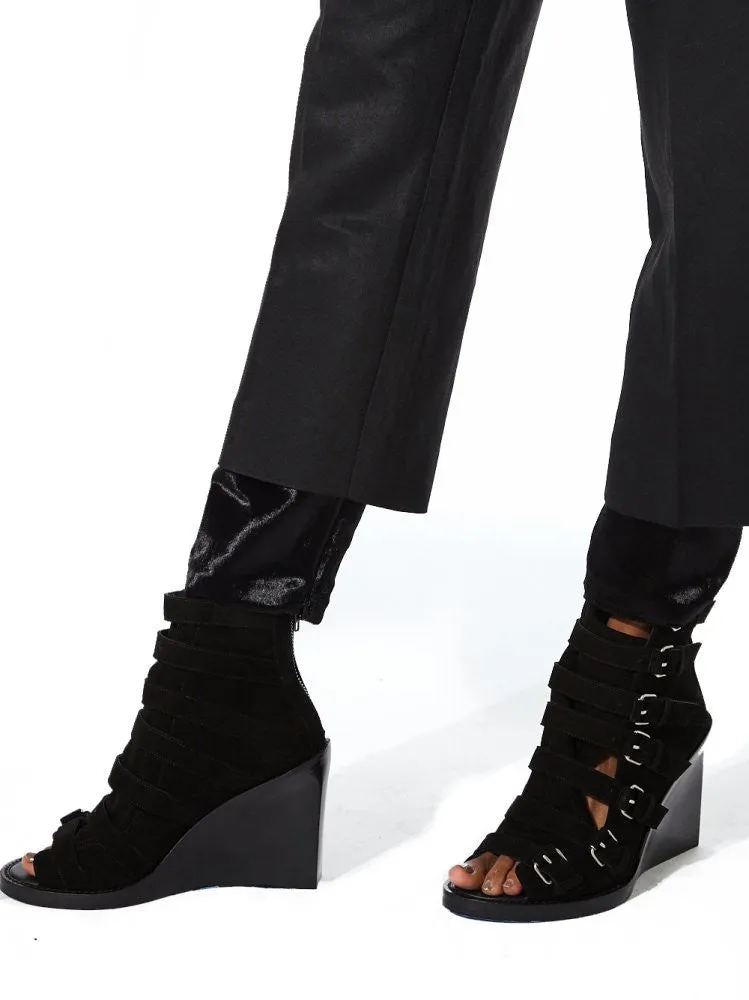 Cropped Trouser With Velvet Cuff (B8 BLACK)