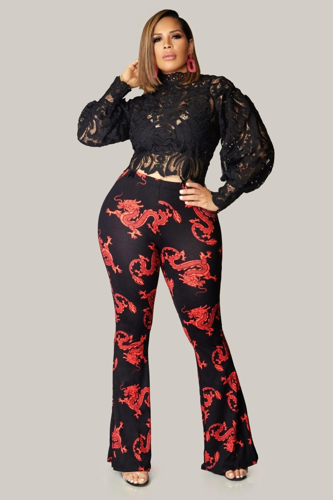 Dragon Printed Flared Pants