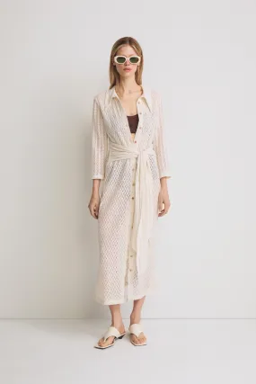 Ecru Crochet Belt Knitted Dress