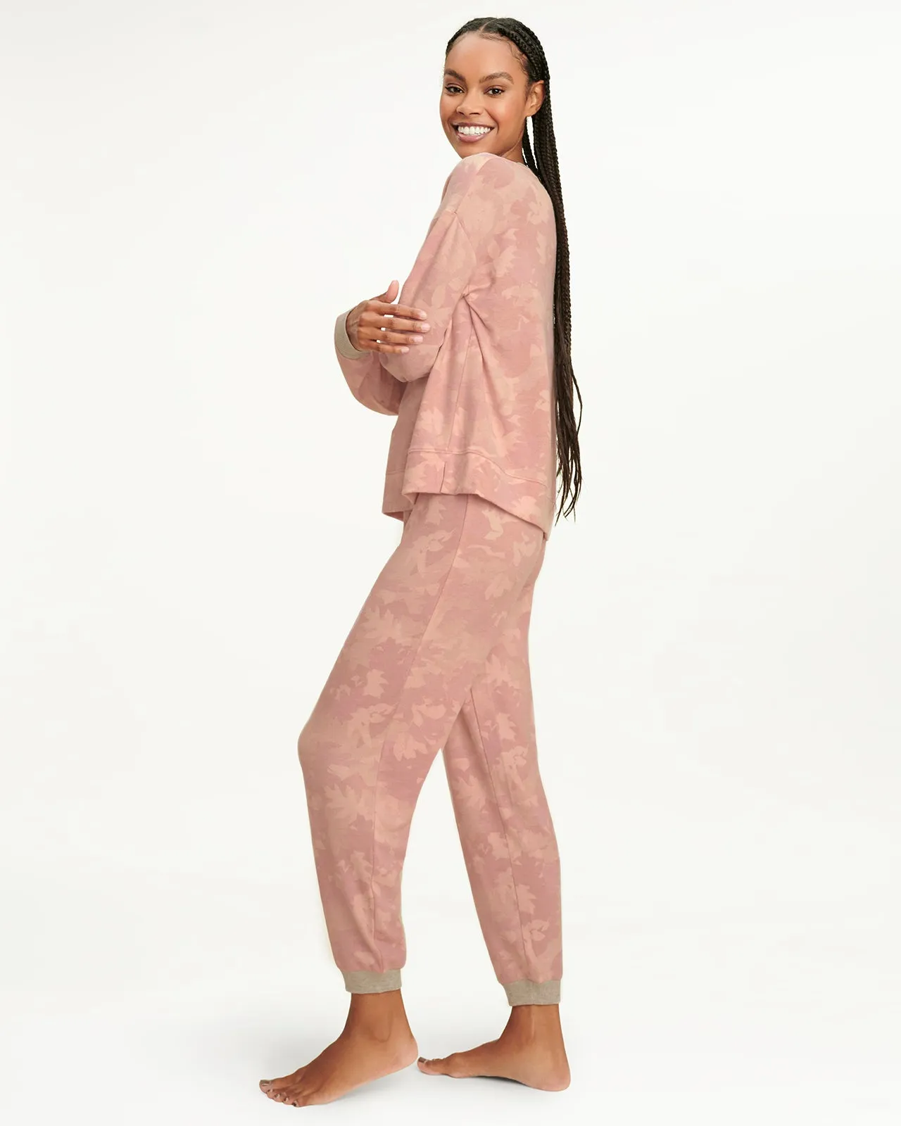 Elora Long Sleeve Jogger Set in Blush Camo