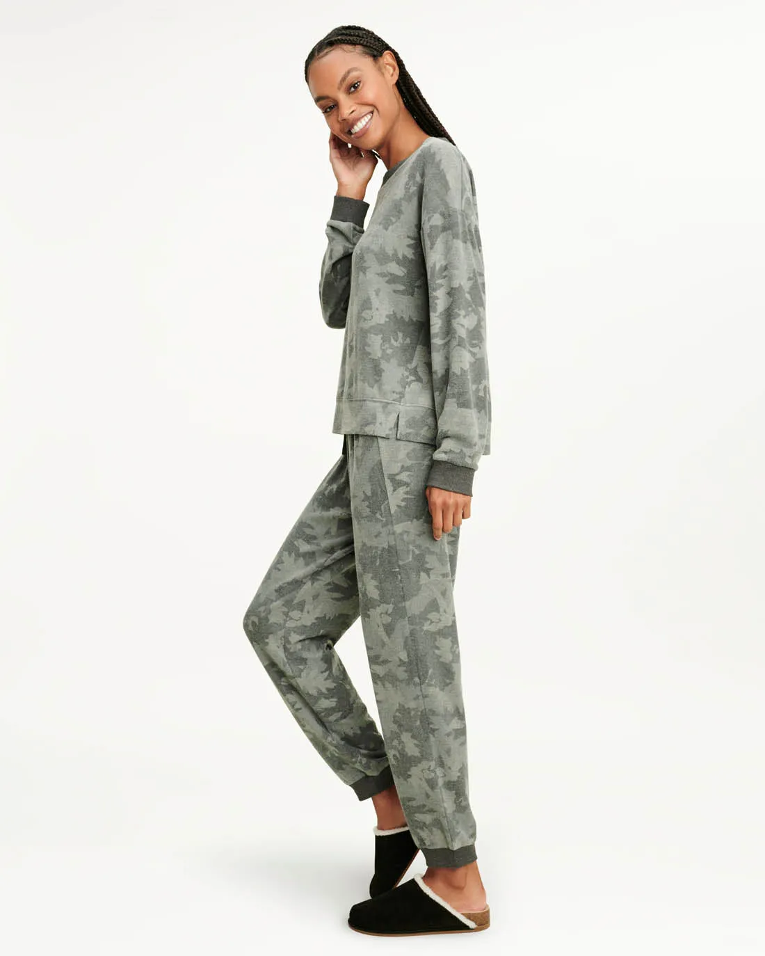 Elora Long Sleeve Jogger Set in Charcoal Camo