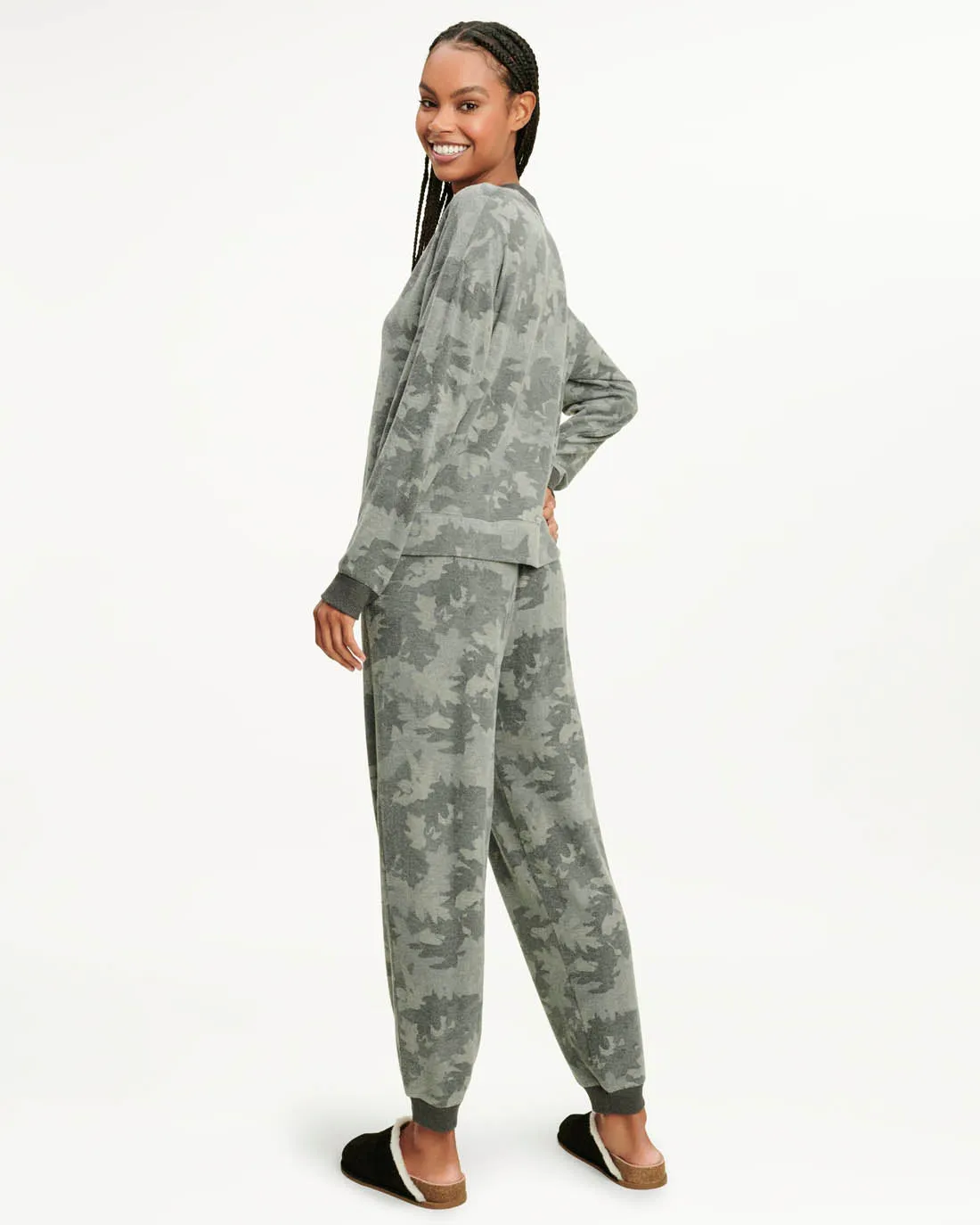 Elora Long Sleeve Jogger Set in Charcoal Camo