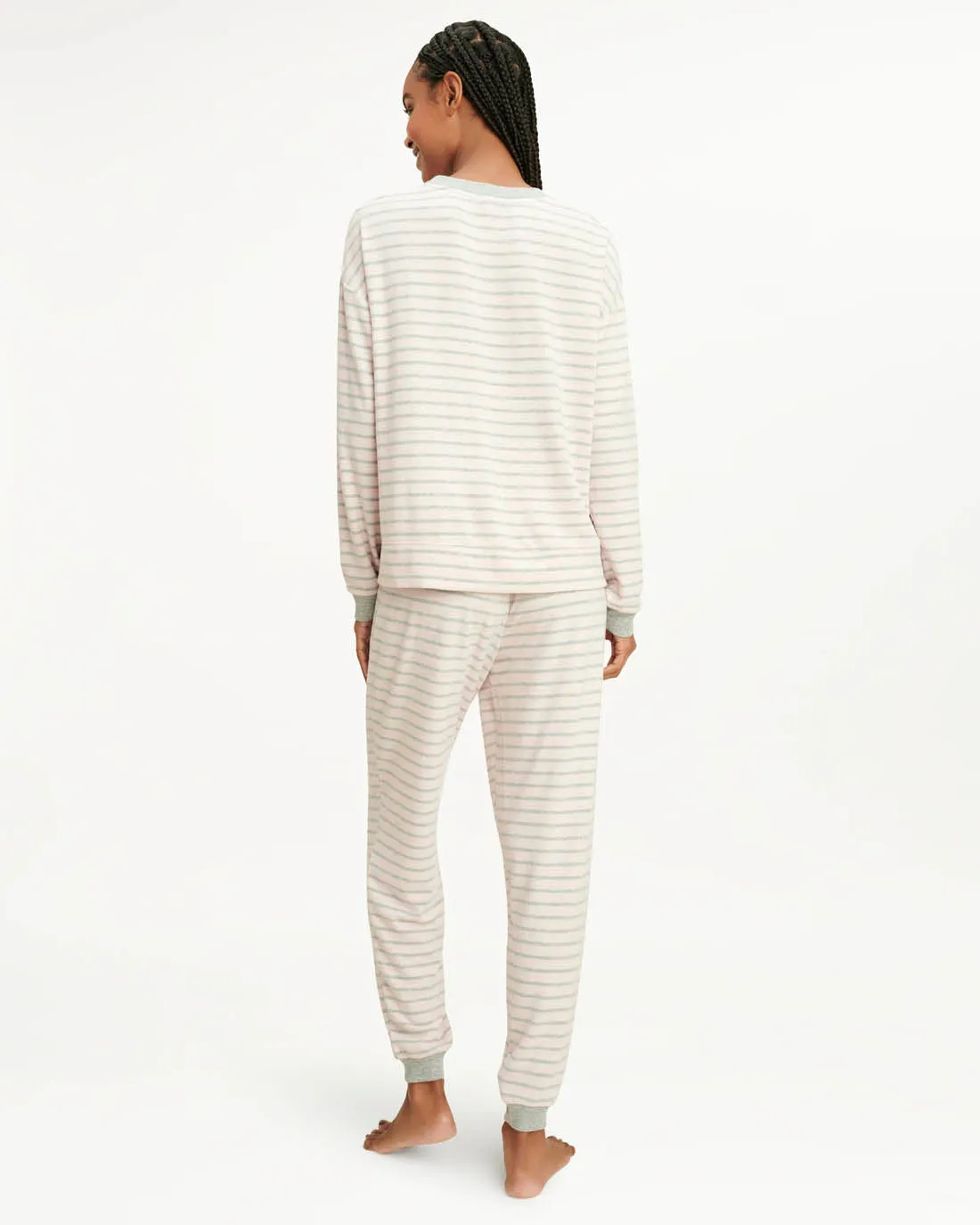 Elora Long Sleeve Jogger Set in Heather Stripe