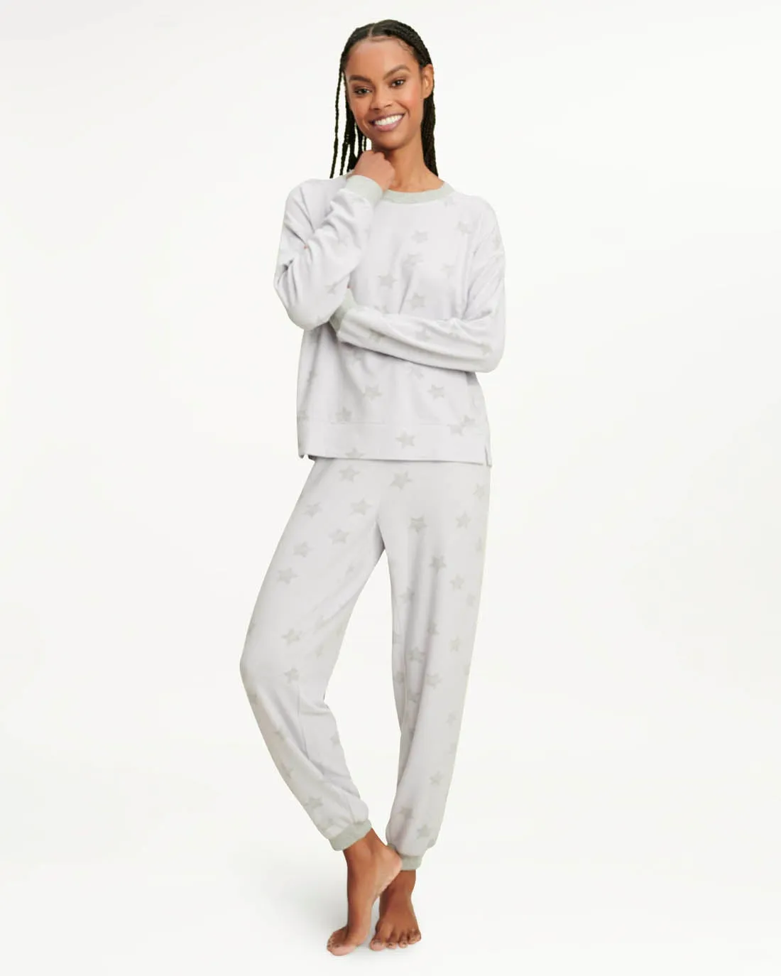 Elora Long Sleeve Jogger Set in Lavender/Stars