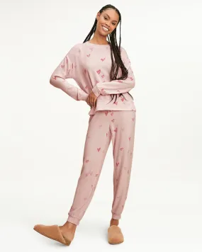 Elora Long Sleeve Jogger Set in Pink Hearts
