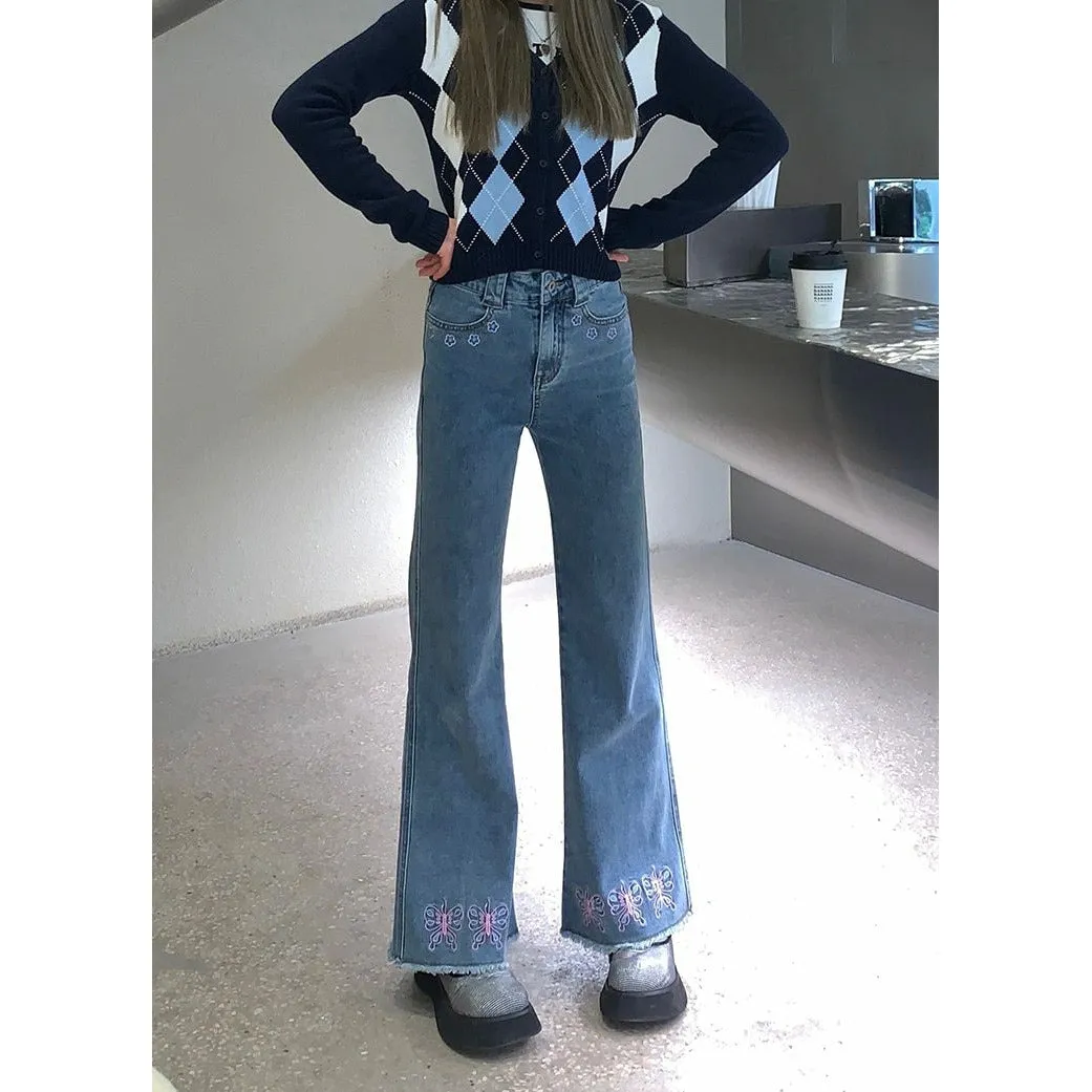 EMBROIDERY HIGH WAIST PANTS VINTAGE