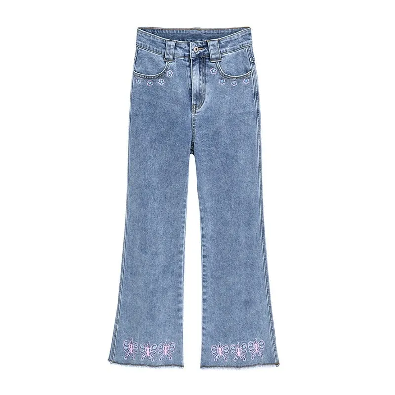 EMBROIDERY HIGH WAIST PANTS VINTAGE